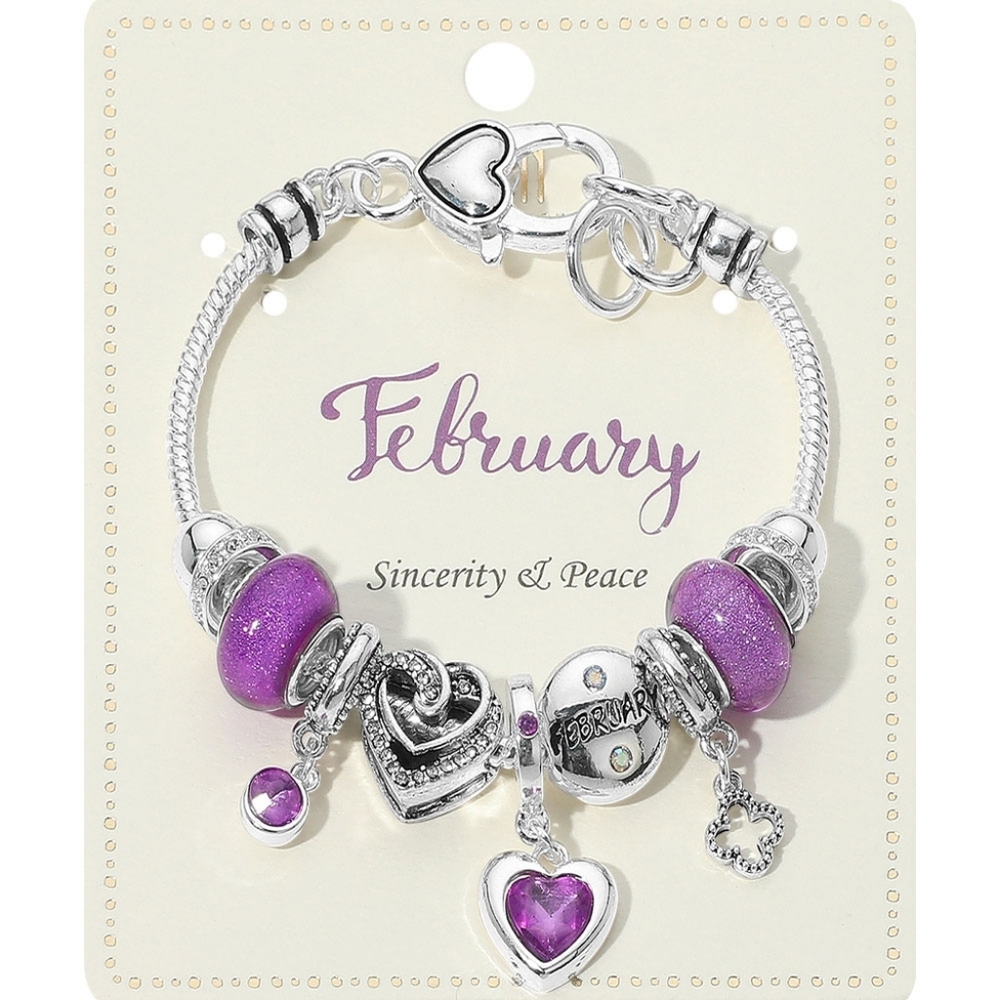 February Birthstone Charm Bracelet
